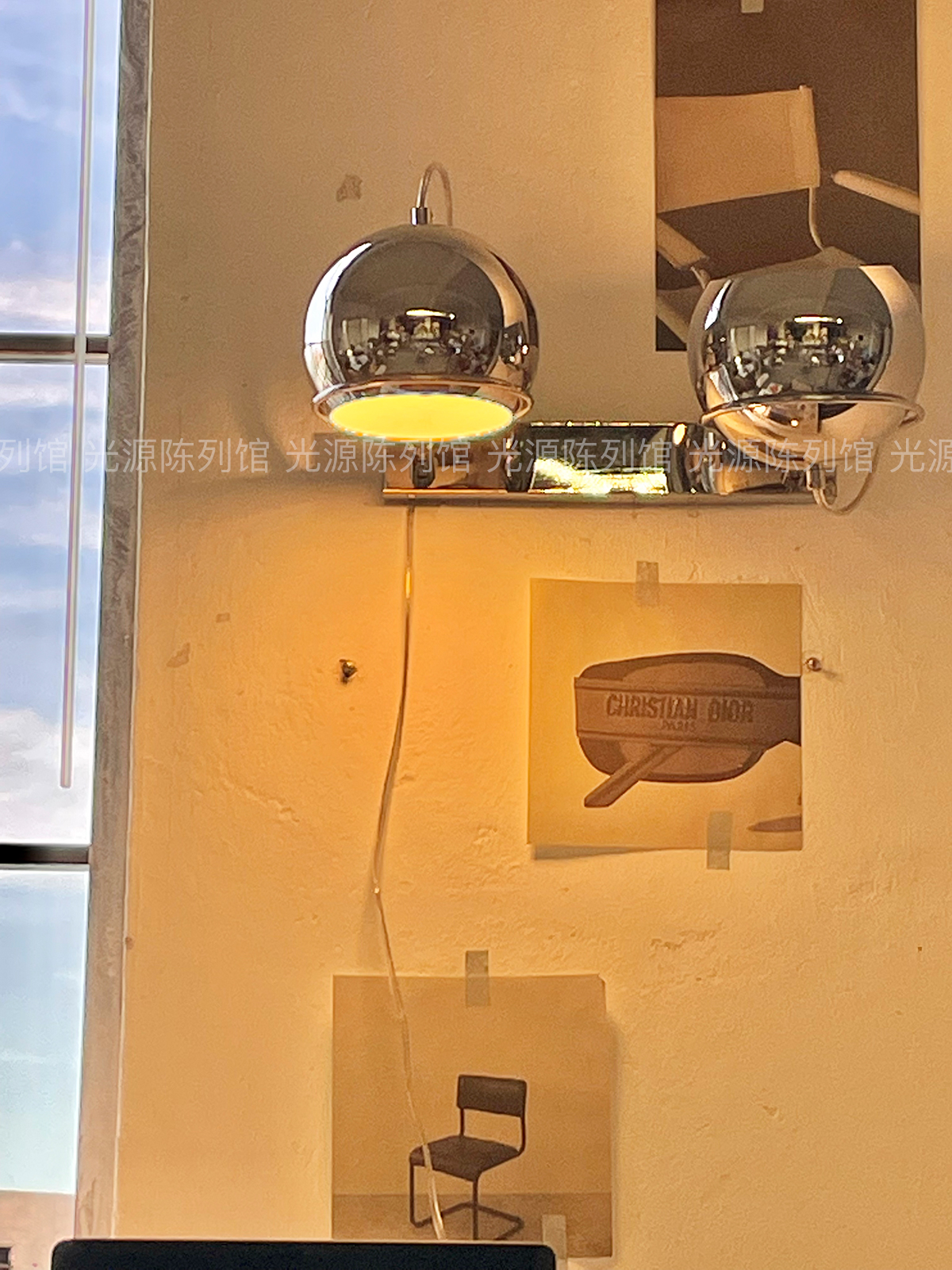 太空时代中古壁灯 未来感设计MCM镀铬双圆球包豪斯工业风客厅餐厅 - 图3