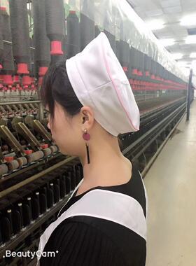 纺织厂车间女工白色帽子安全防油