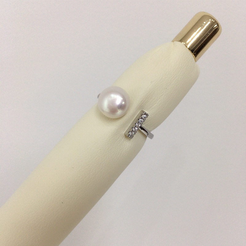 Natural freshwater pearl ring 18K real gold electroplating fashion simple open pearl ring