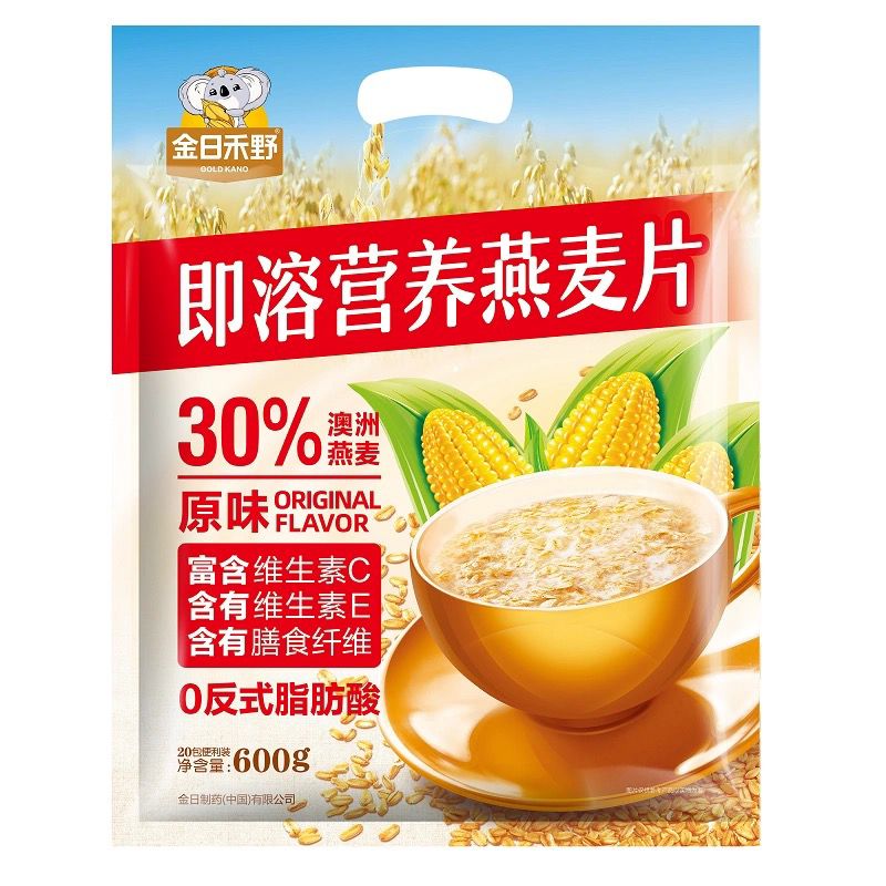 金日禾野即溶营养原味/加钙/无蔗糖燕麦片600g代餐饱买3袋更优惠 - 图2