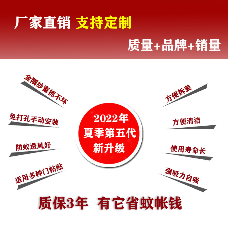 静音金钢防蚊门帘磁性魔术贴纱门纱窗家用免打孔自吸磁铁对吸蚊帐 - 图2