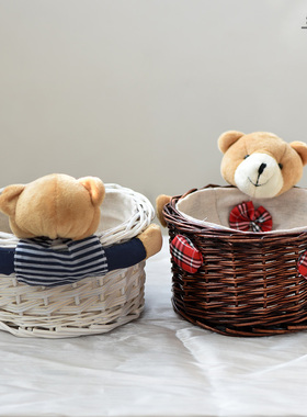 藤编收纳筐杂物收纳可爱小熊
