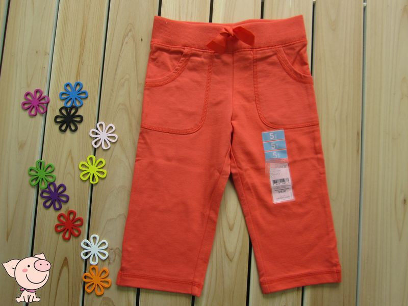 包邮  女童糖果色纯棉毛圈布中裤/七分裤/短裤/热裤 2T-6X 橙色,淘宝优惠券,粉丝福利购,淘宝优惠卷