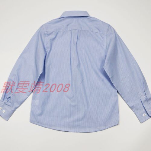 兰诗国际同款校服中小学蓝色条纹长袖衬衫男童女童纯棉春秋尖领 - 图2