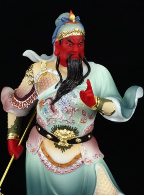 合成汉白玉祝福中式家用关公摆件