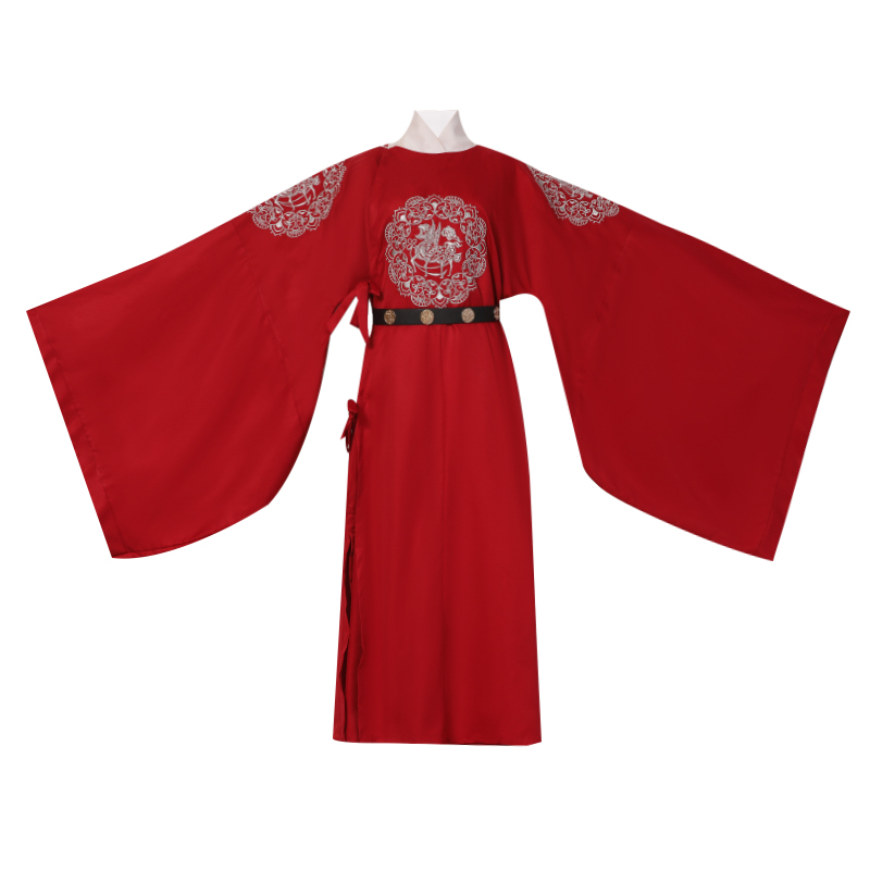 汉服男圆领袍唐制酒红色银鹿绣花官服复原正品中国风古风长袍现货 - 图3