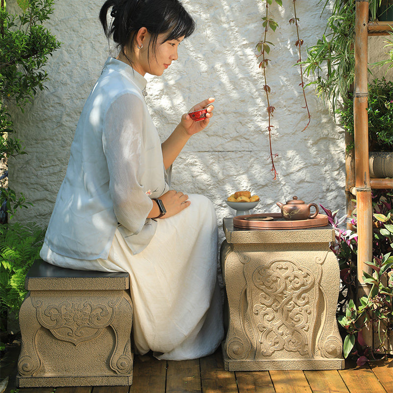 户外庭院新中式园林仿石墩花园造景花盆底座凳子室内复古装饰摆件,淘宝优惠券,粉丝福利购,淘宝优惠卷