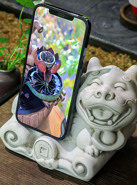 新中式招财瑞兽摆件s手机支架