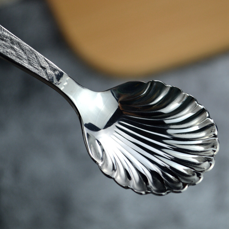 惊艳创意贝壳勺出口法国304不锈钢勺子个性加厚岩石甜品勺主餐勺,淘宝优惠券,粉丝福利购,淘宝优惠卷