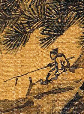 名画复制山水风景复古画绢布挂画