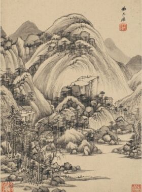 装饰画传统山水绢布高清微喷复制