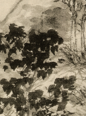 王蒙高清玄关客厅装饰画绢布