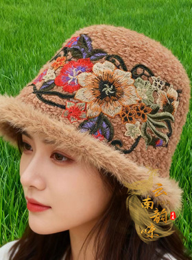 民族风小帽子卷边盆帽保暖针织帽