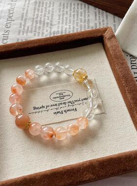 水晶手串天然黄胶花白水晶手链原创设计高级感巨好看女士2025新款