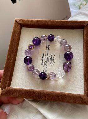 天然紫水晶手串珠九紫离火紫色手链精致小众女生款手饰品2026新款