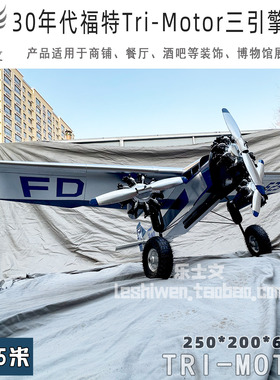 福特TriMotor三引擎战斗机复古经典餐厅酒吧空中吊饰挂饰飞机模型