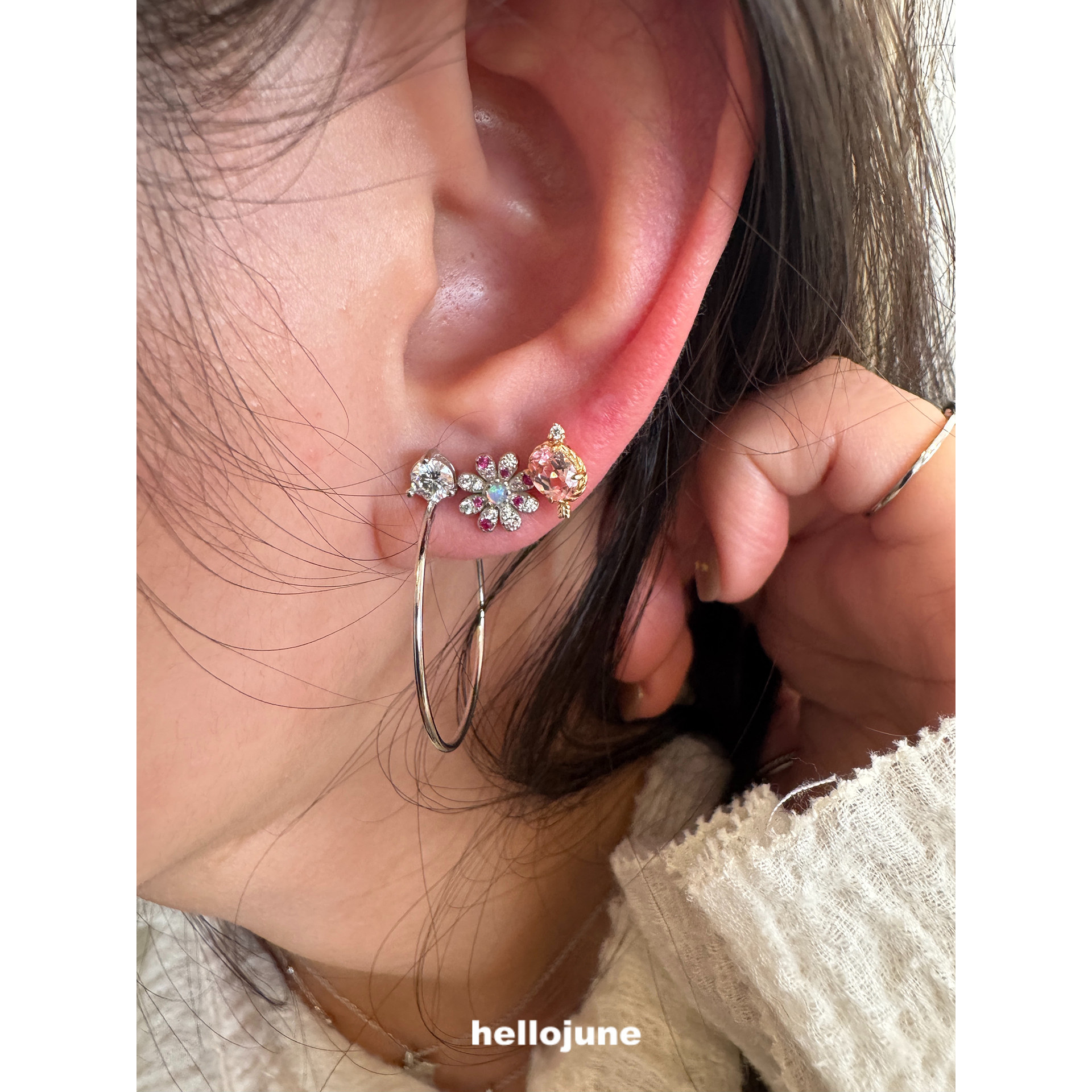 hellojune 花朵耳钉 彩虹耳圈 粉色丘比特之箭,淘宝优惠券,粉丝福利购,淘宝优惠卷