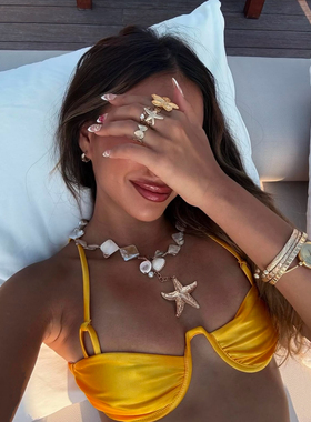 欧美风度假新款时尚ins风不规则海星吊坠项链女个性小众设计感