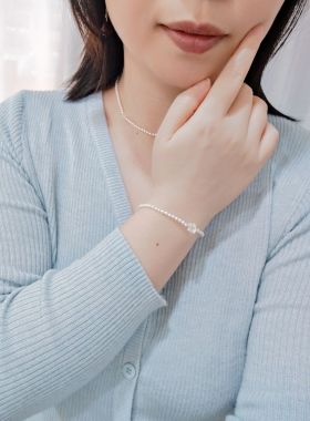 精致迷你施家珍珠水晶蝴蝶手链女设计感高级气质百搭时尚个性手饰