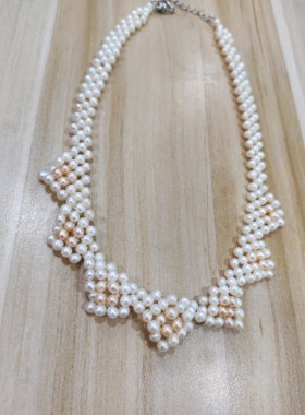 假领子装饰项链手工编珠天然珍珠短款圆领婚纱礼服配女饰品
