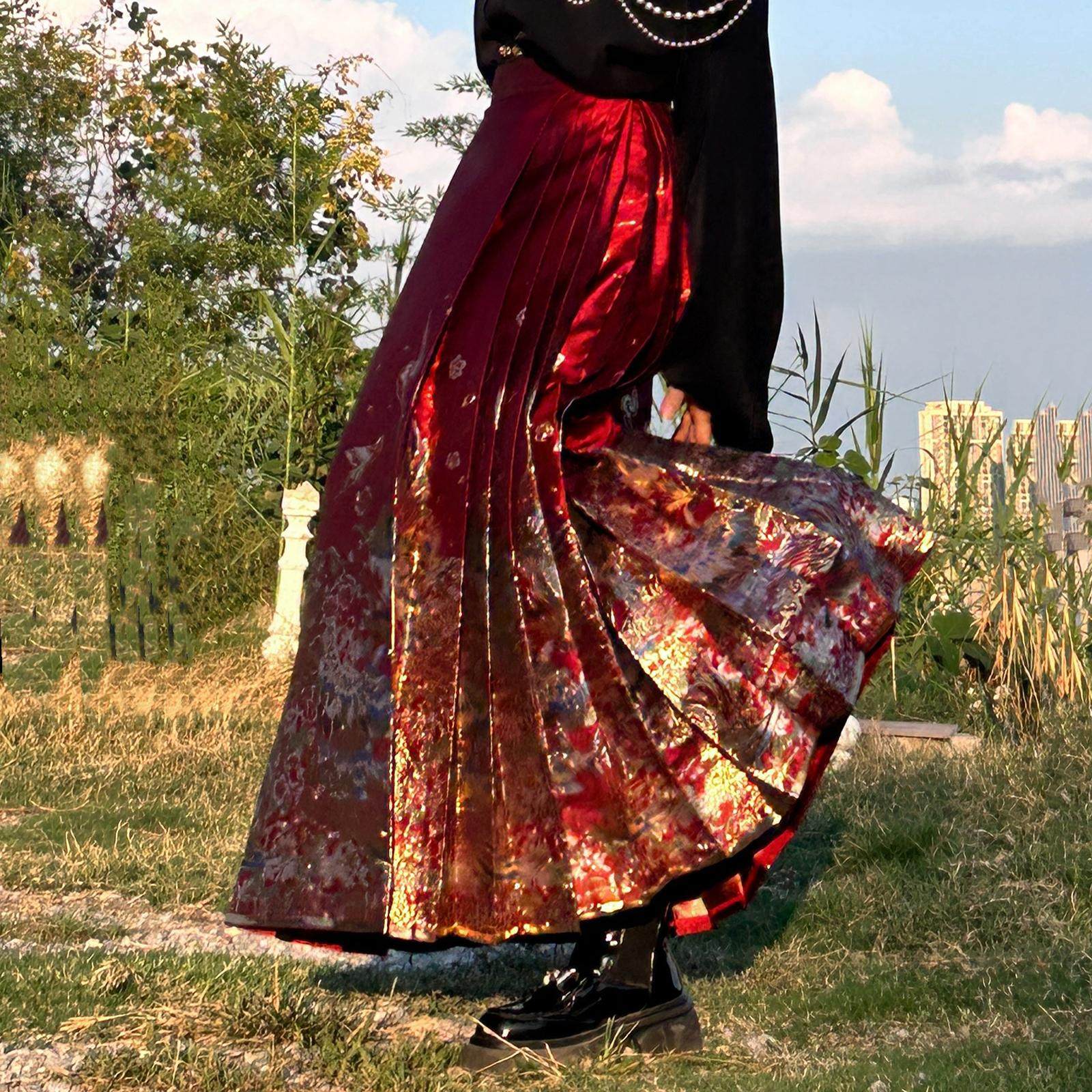 真大鱼大小码原创【凤求凰】中式半身裙改良拉链织金仿妆花马面裙,淘宝优惠券,粉丝福利购,淘宝优惠卷