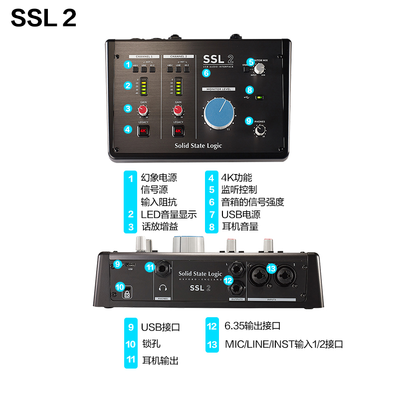 Solid State Logic SSL2/SSL2+专业外置声卡配录音编曲直播K歌-图1