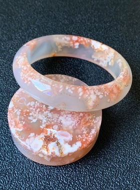 52.4圈马达加斯加天然冰透红色爆米花款樱花玛瑙手镯套装生日礼物