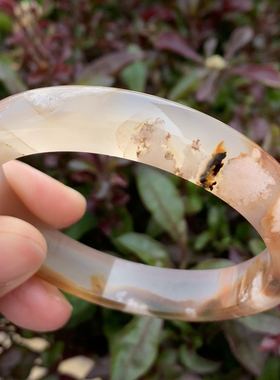 绿色冰透古风飘花玉髓玛瑙手镯