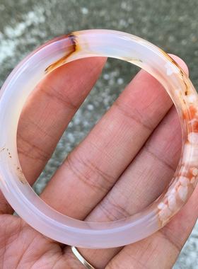 冰透老矿樱花牛血红转运玛瑙手镯