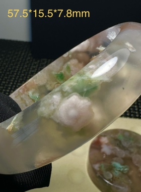 天然冰种翠绿色樱花玛瑙手镯套装