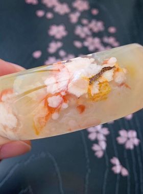 黄色仙女款风百搭飘花玛瑙手镯