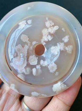 天然白粉花凤九仙女款玛瑙手镯