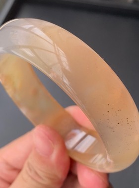 天然冰透果冻体粉花玛瑙手镯