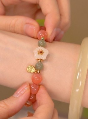 古风手串田园汉服桃花手镯女款送礼闺蜜轻奢百搭