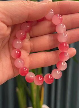 钛钢玻璃手链 甜美可爱手玩手串绕指柔渐变学生盘玩圆珠手链手串