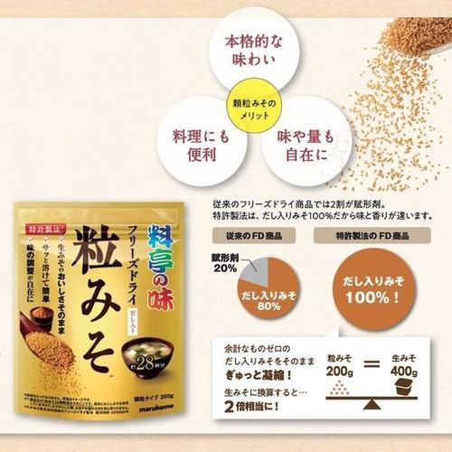 日本进口Marukome丸米冻干谷物颗粒味噌日式调味料提鲜味噌汤200g - 图0