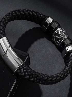 欧美复古朋克手链黑色