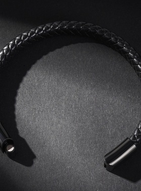 欧美复古霸气编织皮手