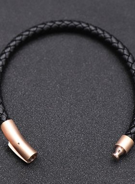 韩版黑色玫瑰金钛钢配饰手环佛珠