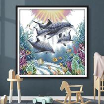 Three Dolphins dim35186 Cross embroidered electronic drawings Replored source files XSDs