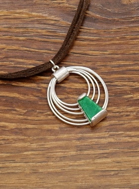 西洋欧美风绿色石头镶嵌设计师气质森女文艺范小个性项链