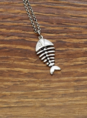 做旧银色小鱼骨卡卡外饰创意别致个性森女文艺范复古VINTAGE项链