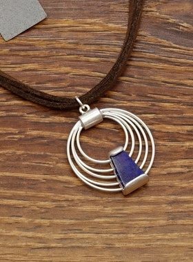 西洋欧美风镶嵌青金石设计师腔调森女文艺范小别致项链