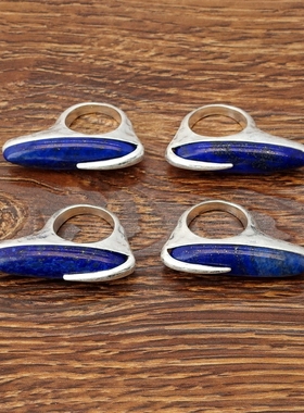 西洋欧美风镶嵌青金石设计师腔调文艺范别致吸睛潮人个性戒指环