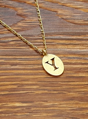 亚光磨花镀金字母Y小清新森女文艺范简洁百搭创意复古风小项链