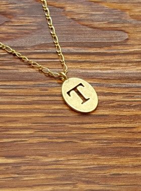 亚光磨花镀金字母T小清新森女文艺范简洁百搭创意复古风小项链