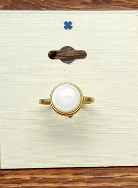 珍贝母贝壳森女文艺范商务通勤简洁百搭别致小个性复古风戒指环