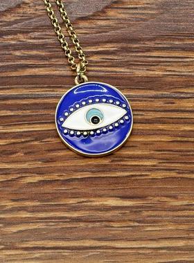 西洋欧美风珐琅彩釉眼睛森女文艺范别致创意简洁百搭项链