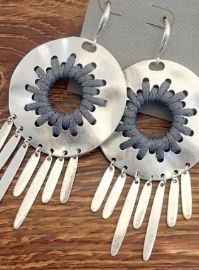 西洋欧美风手工绳编织设计师腔调森女文艺朋克范耳环坠项链套装