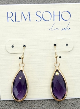 拉睦RLM SOHO紫色切面水晶水滴造型度假摄影宴会派对冷淡风耳环坠